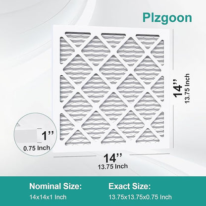 14x14x1 Air Filter MERV 8 (4 Pack) MPR 600 Pleated Air Conditioner HVAC AC Furnace Air Filters Air Cleaning Filter for Home Dust Lint (Exact Dimensions: 13 3/4x13 3/4x3/4 Inches)