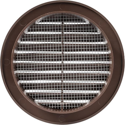 Brown 4" Inch Round Ventilation Grille with Insect mesh. (Duct 4Ø / Grille 5Ø) Ventilation Applications. Indoor and Outdoor Vent Cover. Available 3 Sizes / 4 Colors.