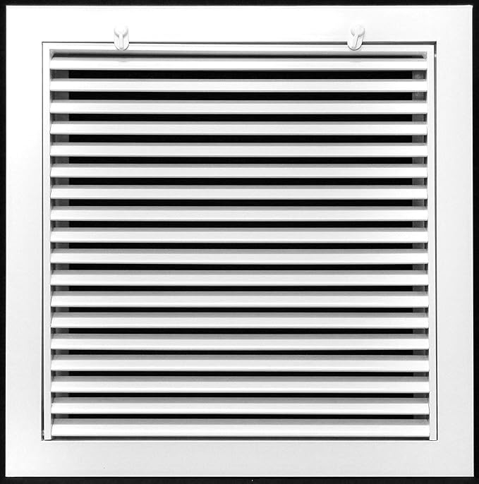 HVAC Premium 10" X 10" Aluminum Return Filter Grille for 1" Filter - Easy Airflow - Linear Bar Grilles [Outer Dimensions: 12.5"w X 12.5h"]