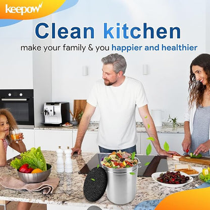 KEEPOW 10 Pack 6.75" Compost Bin Filter Replacement for Kitchen Compost Bin Countertop, Charcoal Filters for Compost Bucket, Activated Carbon Filter for Compost Pail Counter Refill Sets (Round)