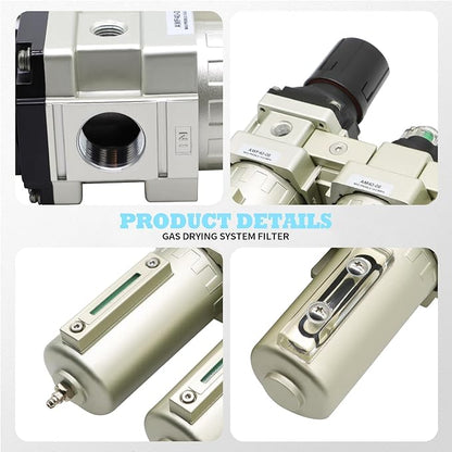 3/4" NPT Industrial Grade 3 Stage Drying System Filter, Coalescing Filter, Desiccant Dryer, Auto Drain, Compatible with Paint Spray, Plasma Cutter (3/4" NPT)