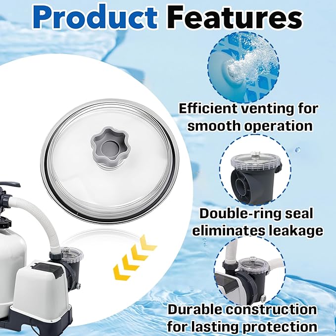 11480 Leaf Trap Cover Compatible with Compatible with SF60110, SF70110, 26335EH and More, SF15110 Pool Leaf Trap Cover Lid with O-Ring Sand Filter Pump Replacement Parts with Air Release Valve