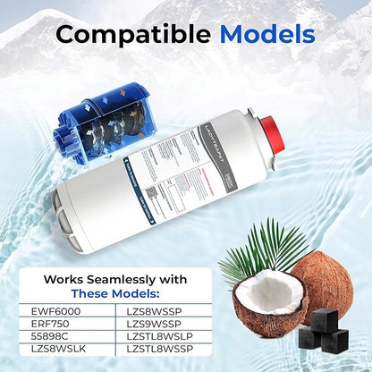 Water Filter Replacement Compatible With Elkay 51600C EWF6000 Bottle Filling Stations, 6000 Gallons/12 Months (No Chip - 2 Pack)
