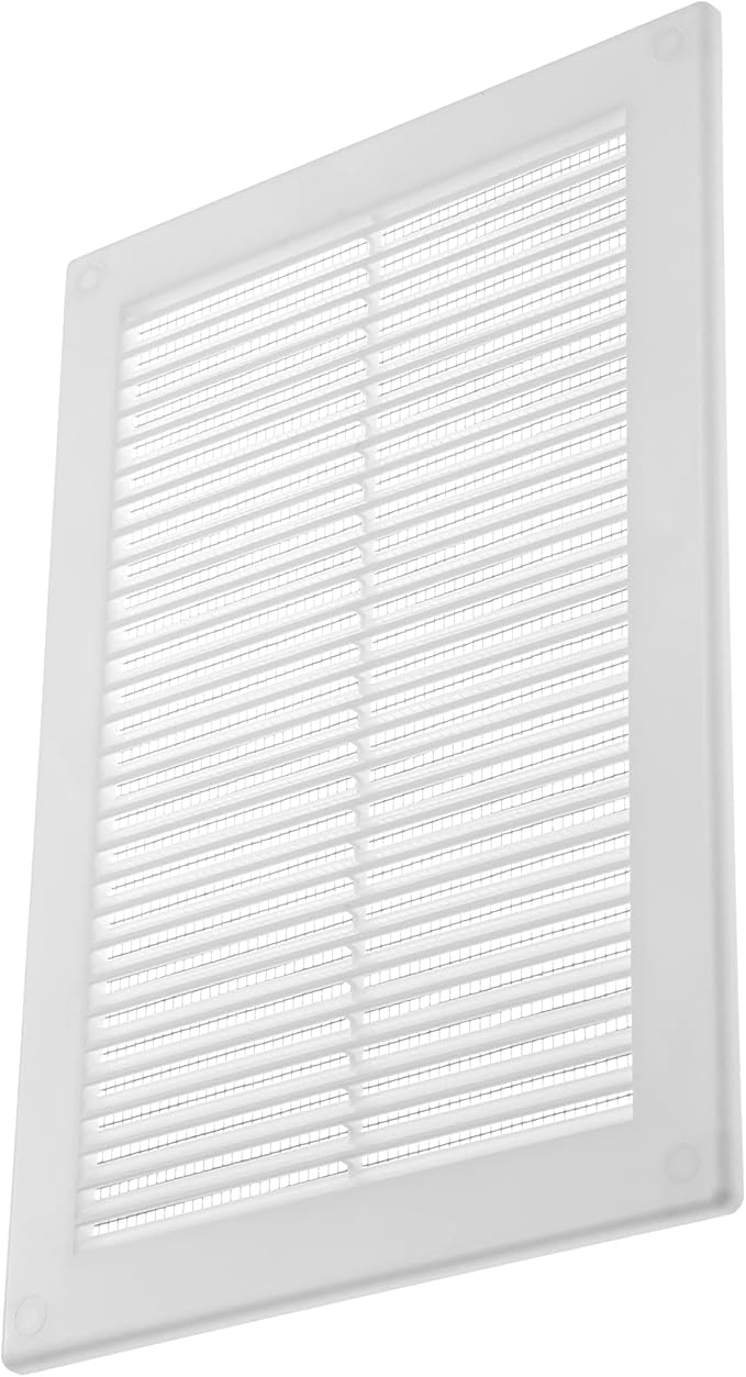 Vent Systems 6" x 10" Inch (Opening Dimensions) - Pack of 5 - Plastic White Soffit Vent Cover - Flat Rectangular Air Vent Grille - Air Vent Deflector - HVAC 8" x 12" Inch (Overall Dimensions)