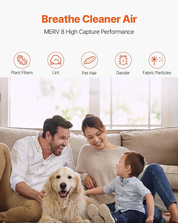 VEVOR 20x25x1 inch Electrostatic Air Filter, AC/HVAC Furnace Filter Washable & Reusable Aluminum, MERV 8 Long Lifetime, Home or Office (Actual Size: 19.75 x 24.65 x 0.82 in)