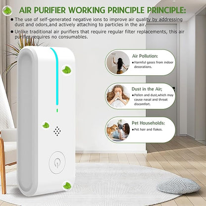 Plug In Air Ionizers - Negative Ion Technology Air Purifier - Quiet Operation Portable Air Filter Odor, Pets Smell for Home, Bedroom, Office, Garage Room- Air Cleaner White (6 Pack)