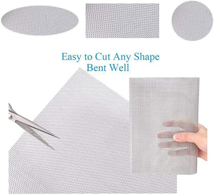 KISKIS 304 Stainless Steel Woven Wire Mesh, Wire Mesh Window Screen Mesh, Prevent Mouse Mice Snakes Hornets Rodents Entering,Easy to Cut and Install,120X300CM47X118INCH