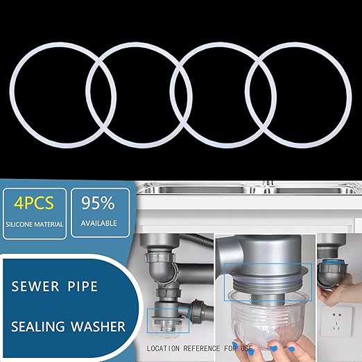 4PCS 70mm (2.76") Flat Silicone Sealing Gaskets - Leak-Proof Washers for Kitchen Sink, Storage Tank Drain & Inclined Sliding Joints