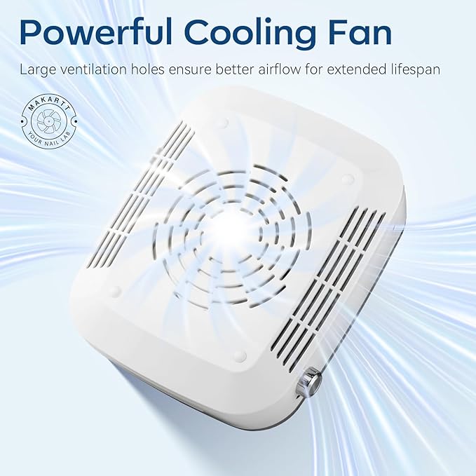 Makartt Cordless Nail Dust Collector: Rechargeable Fan Nail Vacuum with 4000RPM Adjustable Suction, Reusable Filter, 5H Battery, Portable Quiet Dust Extractor for Home Acrylic Gel Dip Powder, Sylvee
