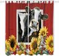 Cows Sunflowers Living Room Curtains 96 Inch Length, Window Curtains Tab Top, Spring Botanical Floral Bees Red Barn Light Filtering Window Treatments Drapes 52"x96" 2 Panel