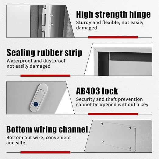 Electrical Box 24 x 16 x 10 Inch Indoor Outdoor Electrical Enclosure Box Steel Junction Box Wall Mounted Universal Electrical Project Box with Safety Locks and Mounting Plates