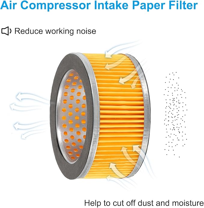 PATIKIL 4.2 x 2 Inch Air Compressor Intake Paper Filter 4 Pack Piston Type Air Filter Elements Replacement for Blowers Generators Filter Particles to Reduce Noise, Yellow