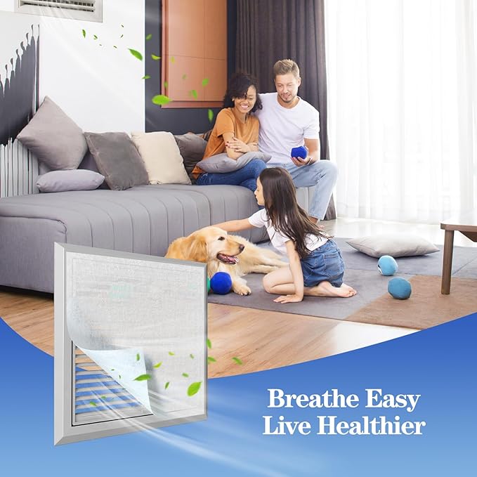 MERV 8 Air Filter Material -23 Ft² Cut to Fit Air Filter Media for Home HVAC, Furnace, AC & Purifier -Filters Dust and Pet Dander as Small as 3.0 Microns-Easy DIY with Hook Tape