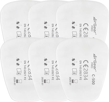 AirGearPro C-500 Filters for Reusable Respirator Mask | Anti-Dust Respirator filters Ideal for Painting, Woodworking, Construction, Sanding, Spraying, Chemicals, DIY etc