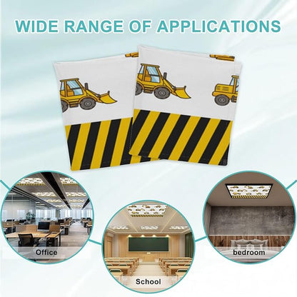6 Pcs Fluorescent Light Covers for Ceiling Lights Construction Vehicle Excavators Bulldozers Forklifts Yellow Black Decorative Magnets Light Filters for Office Home Classroom Must Haves 4’ x 2’