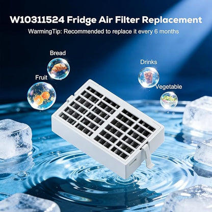W10311524 AIR1 Refrigerator Air Filter Cartridge Replacement for Whirlpool Kenmore Refrigerator Compatible with Fresh Flow Refrigerator Air Filter, White, 4 Pack by Funmit