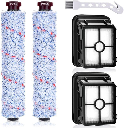 2 Pack 1868 Multi-Surface Brush Roll + 2 Pack 1866 Vacuum Filter, Replacement Parts Compatible with Bissell CrossWave 1785A 2306A 3888A Vacuum Cleaner, Compare to Part 1608683 160-8683 1608684