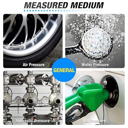 MEANLIN MEASURE 0~60Psi Plastic Frame 1/4" NPT Start and Clean Filter Pressure Gauge, Suitable for Swimming Pool, spa, Aquarium, Lower Mount
