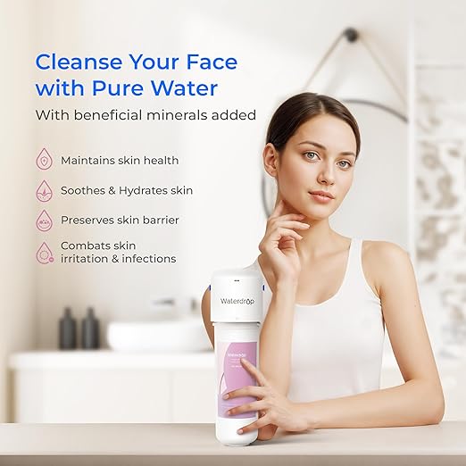 Waterdrop BFU2 Water Filter for Bathroom for Face Care, Reduces Chlorine, Scale in Water, Reduces Skin Redness and Irritation, 4-Stage Filtration, for Cold Water Supply Only