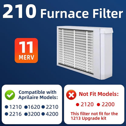 210 Replacement Air Filter, MERV 11,Actual Size: 20.47"x25.6"x3.94", Nominal Size: 20''x25''x4'', HVAC Furnace Filter, Compatible with AprilAire Models 1210, 1620, 2210, 2216, 3210, 4200, 1 Pack