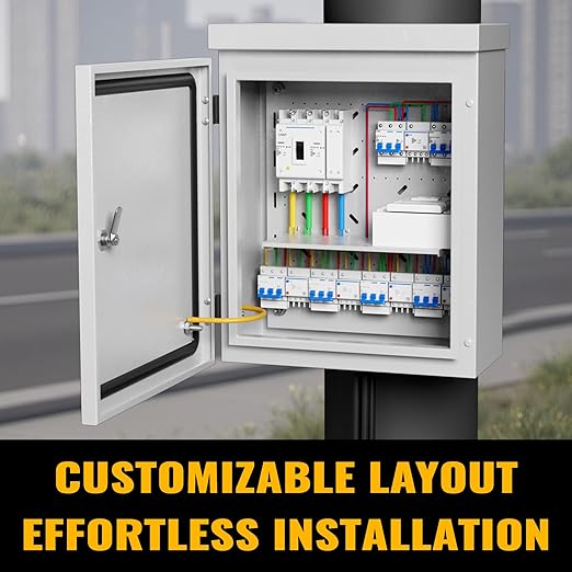 Steel Electrical Box, 20"x12"x10" Steel Enclosure, IP67 Waterproof & Rust-Resistant, Outdoor/Indoor Electrical Junction Box with Mounting Plate for Wall/Pole Mount