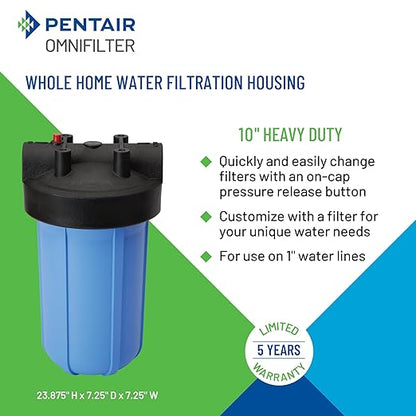 Pentair OMNIFilter Whole Home 10" Heavy-Duty Big Blue Water Filtration System with Pressure Relief, Black/Blue