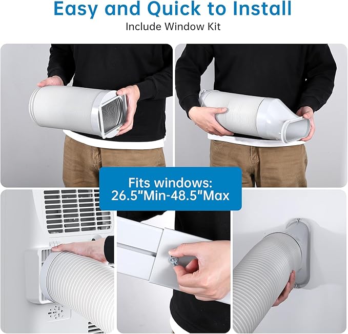 Portable Air Conditioner 15000 BTU ，Air Conditioner for Rooms Up to 850 Sq.Ft – AC With Sleep Mode, Dehumidifier, Fan, Remote Control & 24H Timer, for Bedrooms Living Room, Dining Room, White