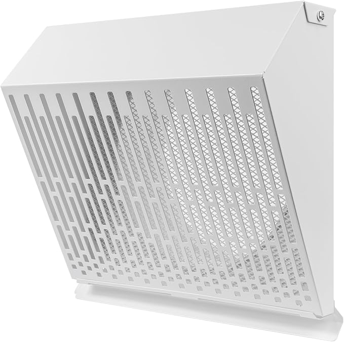 Vent Systems 8" Inch Exhaust Vent Cover with Rubber Gasket - White Galvanized Steel - Robust and Weatherproof Outdoor Air Exhaust Box - Duct or Surface Mounting - Rain and Snow Protection
