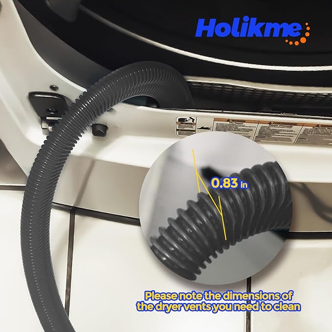 Holikme Dryer Vent Cleaner Kit 2 Pieces - Upgraded Dryer Lint Screens Cleaner Brush Part, Dryer Lint Vacuum Attachment Fit for Most Vacuum Cleaner, Dryer Lint Brush, Black