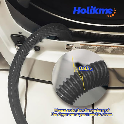 Holikme Dryer Vent Cleaner Kit 2 Pieces - Upgraded Dryer Lint Screens Cleaner Brush Part, Dryer Lint Vacuum Attachment Fit for Most Vacuum Cleaner, Dryer Lint Brush, Black