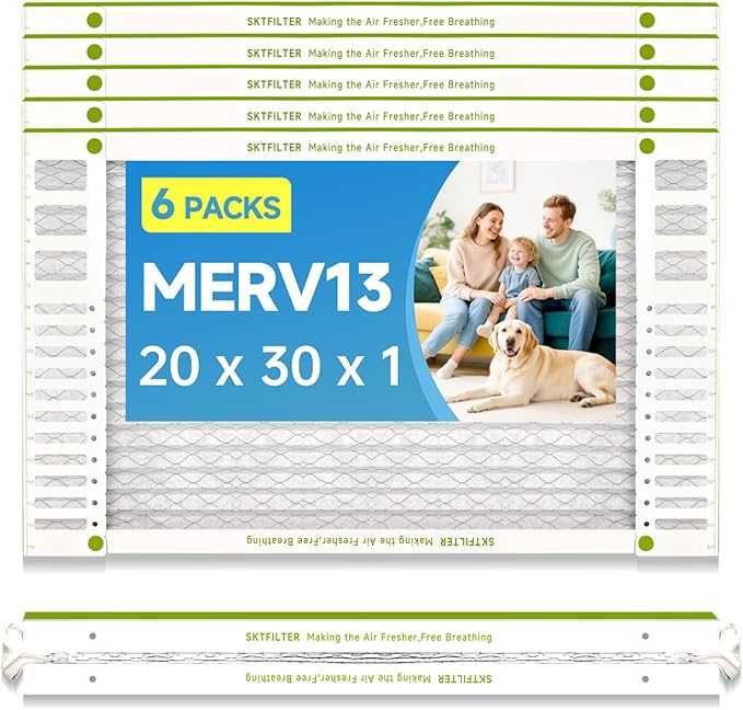 20x30x1 Air Filter AC Furnace MERV 13 Comparable with MPR 1900 FPR 10 HVAC Air Condition cabin Vent Fan Electrostatic Pleated Actual Size 19.49 x 29.49 x 0.75 6 Packs
