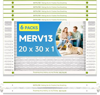 20x30x1 Air Filter AC Furnace MERV 13 Comparable with MPR 1900 FPR 10 HVAC Air Condition cabin Vent Fan Electrostatic Pleated Actual Size 19.49 x 29.49 x 0.75 6 Packs