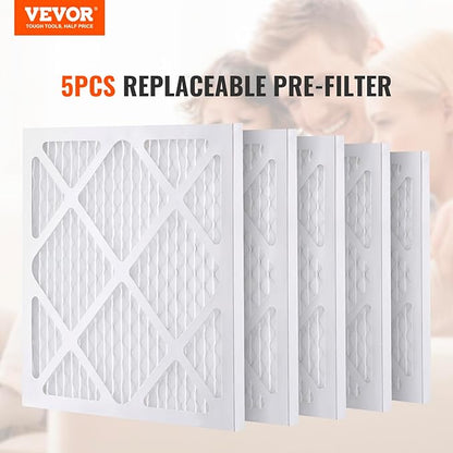 VEVOR Protective Pre Filters, 5 Pack, 15.75'' x 15.75'' Air Filter Replacement, High-efficient Stage 1 Filters Compatible w/BlueDri Scrubber, Air Purifiers, Water Damage Restoration Equipment
