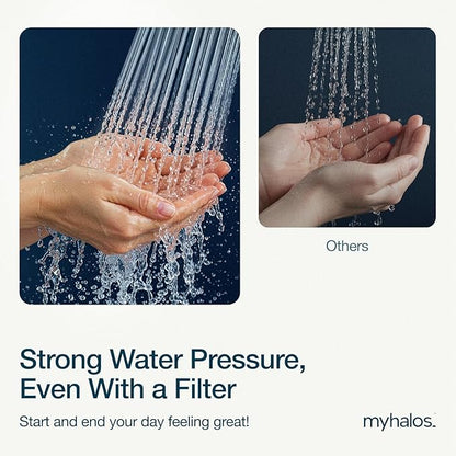 MyHalos® Filtered Shower Head for Hard Water Filter - High Pressure, Removes Chlorine - Shower Head Filter for Hard Water Softener Showerhead, Easy Install, For Hair & Skin, Filtering (Chrome)