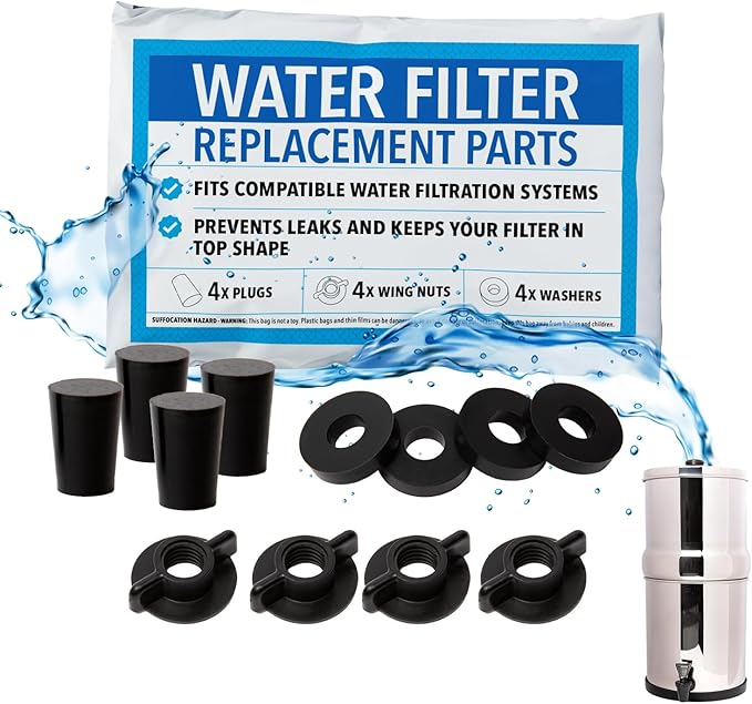 Impresa Gravity-Fed Water Filter Replacement Kit Compatible with Berkey, British Berkefeld Models - Silicone Water Filter Replacement Parts & Leak-Proof Seal