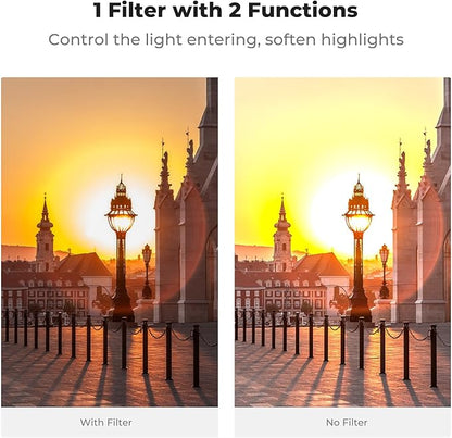 K&F CONCEPT 82mm Black Diffusion Mist 1/4 Effect & Variable ND2-400 (1-9 Stops) ND Lens Filter 2 in 1, Putter Adjust Multi-Function Filter for Camera Lens with 28 Multi-Coated (Nano-X Series)