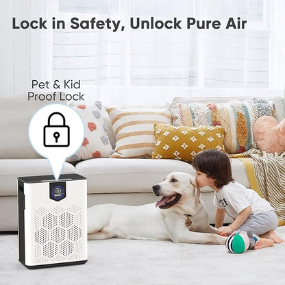 Air Purifiers for Home up to 3000 Sq Ft with Washable Filters, 2x H14 True HEPA Filter, 2xSpeed Fan with Turbo Mode, CADR 500m³/h Remove Pet Hair Odor, 22dB Sleep Mode for Bedroom, Large Room,Office