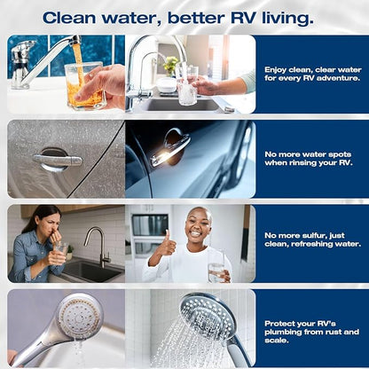 H&G lifestyles ‎RV Water Filter System,KDF GAC Carbon Water Filter for RV, Reduce Sulfur Odor Chlorine Heavy Metal,Improve Water Taste, with 3/4" GHT Brass Adapter,Water Filtration System for Camping