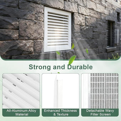 14"x20" Aluminum Gable Vent,Filter Screen for Removable,Never Rust, Heat Dissipation & Condensation Prevention,Ideal for Shed, Attic, Wall, Door & Shipping Container-Vent Opening: 12" x 18"