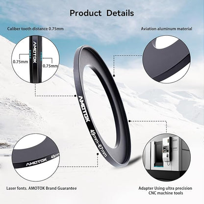 49mm Lens to 67mm Camera Lens Adapter,49mm to 67mm Filter Step-Up Adapter Ring,Compatible All 67mm Filter Accessory