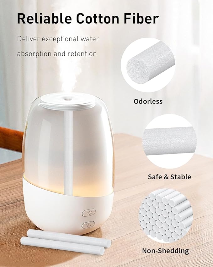 Pawfly 80 Pcs Humidifier Sticks, 4 Inch Mini Humidifier Filter Replacement Wicks, Humidification Equipment Cotton Refill Rods, Small Portable USB Humidifier Sticks, Air Diffuser Pure Wicks