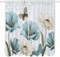Blue Tulips Living Room Curtains 96 Inch Length, Window Curtains Tab Top, Watercolor Flowers Butterfly Spring Farmhouse Blue Light Filtering Window Treatments Drapes 52"x96" 2 Panel