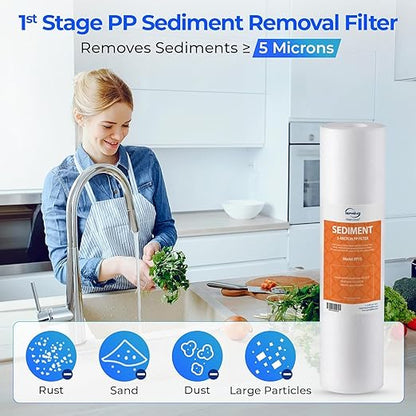 iSpring F9K NSF Certified 1-Year Reverse Osmosis Water Filter, Alkaline Remineralization Filters for 6-Stage RO Systems, Without RO Membrane