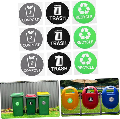 9pcs Trash Can Classification Stickers Decals for Trash Sorting for Home Recycling Bins
