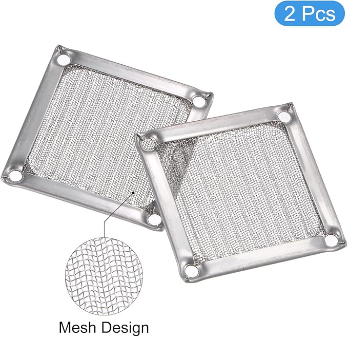 MECCANIXITY 60mm Computer Fan Filter Grills Stainless Steel Mesh Dustproof Case Cover for Computers, Pack of 2