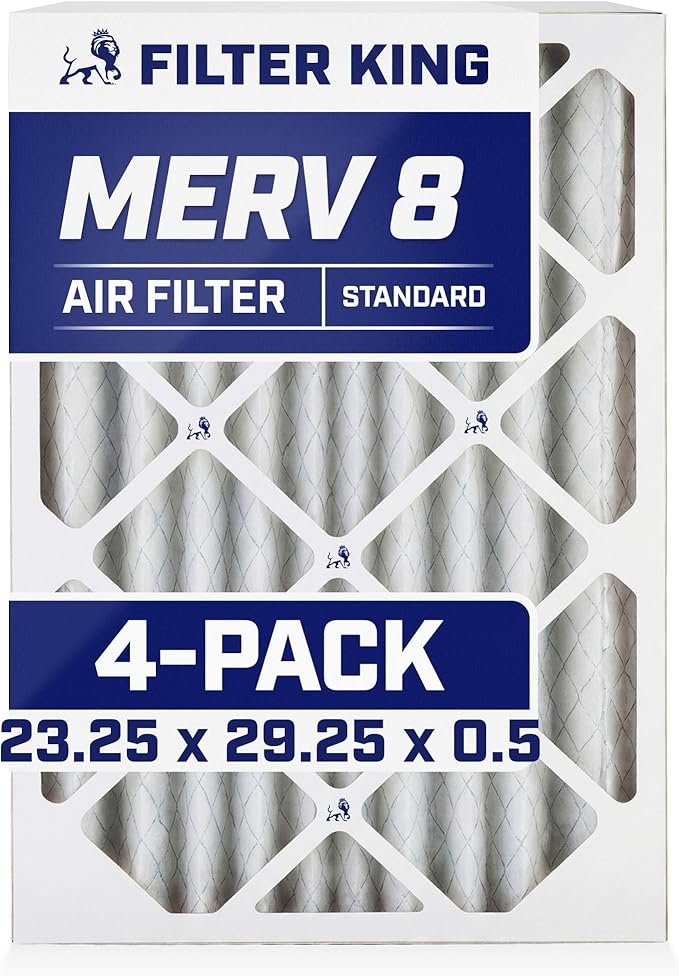 Filter King 23.25x29.25x0.5 Air Filter | 4-PACK | MERV 8 HVAC Pleated A/C Furnace Filters | MADE IN USA | Actual Size: 23.25 x 29.25 x 0.5"