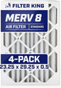 Filter King 23.25x29.25x0.5 Air Filter | 4-PACK | MERV 8 HVAC Pleated A/C Furnace Filters | MADE IN USA | Actual Size: 23.25 x 29.25 x 0.5"