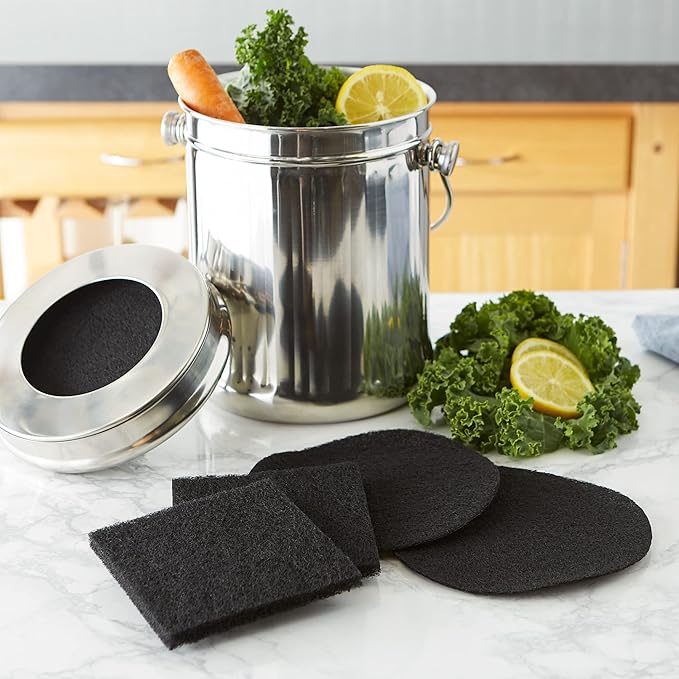 RSVP International Charcoal Compost Bin Filter 2-Piece Set Helps Keep Kitchen Smelling Fresh, Replacement
