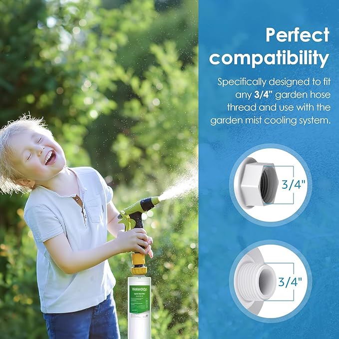 Waterdrop Garden Hose Water Filter, Reduces Chlorine, Odor, Improve Plants Health. Ideal for Gardening, Farming and Pets, Pack of 2.