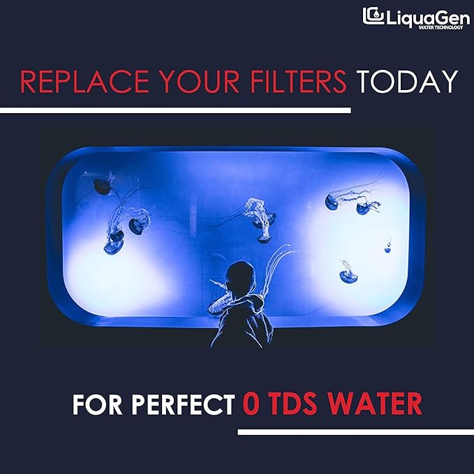 LiquaGen Color Changing Deionization (DI) Mixed Bed Replacement Inline Water Filter (2" x 10") for 0 TDS Ultra Pure Water | Aquarium Filter | Fish Tank Filters | for RODI Systems